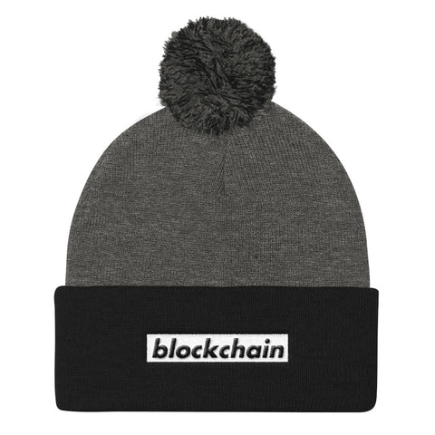 Blockchain Box Logo - Pom Pom Knit Cap