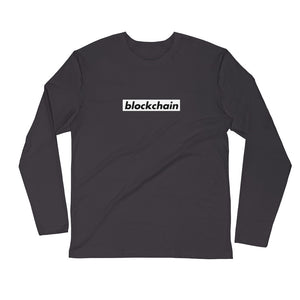 Blockchain Box Logo - Long Sleeve Fitted Crew