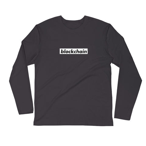 Blockchain Box Logo - Long Sleeve Fitted Crew