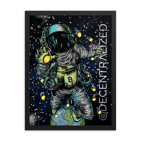 Decentralized Supply Custom Astronaut Art Wood-Framed Poster