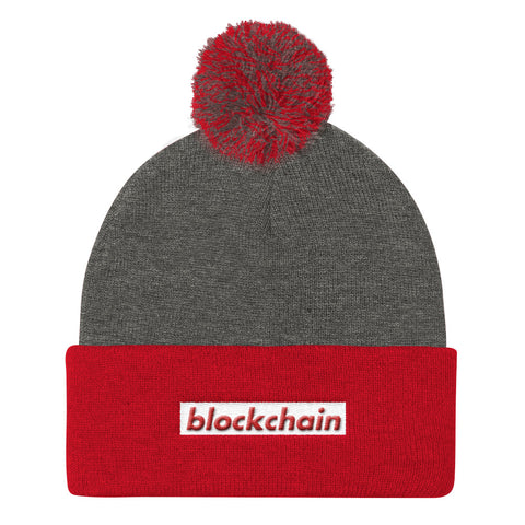 Blockchain Box Logo - Pom Pom Knit Cap